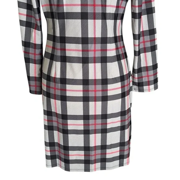 Jude Connally Elodie Black Gray Red Plaid Print Quarter Zipper Mini Dress - S